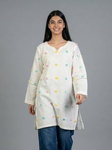 Embellished off-White Khaddar Shirt